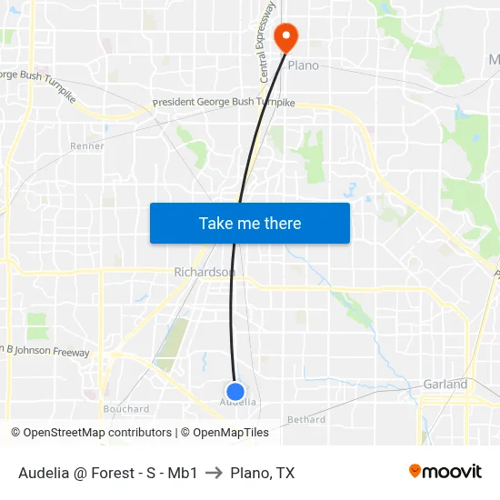 Audelia @ Forest - S - Mb1 to Plano, TX map