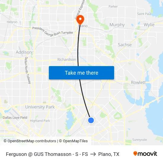 Ferguson @ GUS Thomasson - S - FS to Plano, TX map