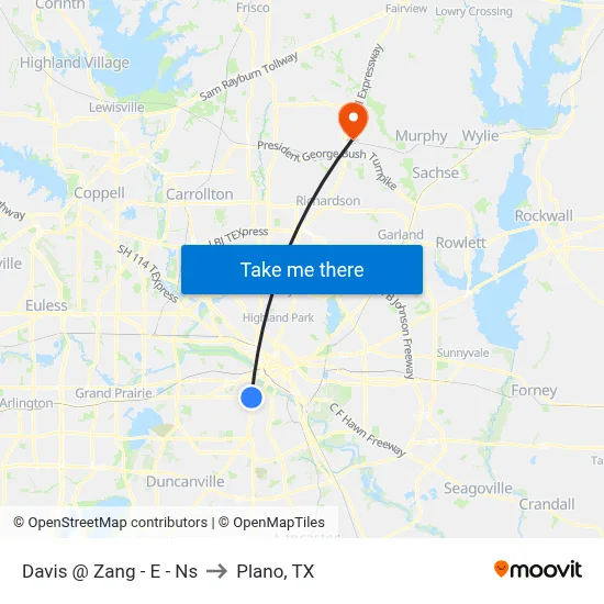 Davis @ Zang - E - Ns to Plano, TX map