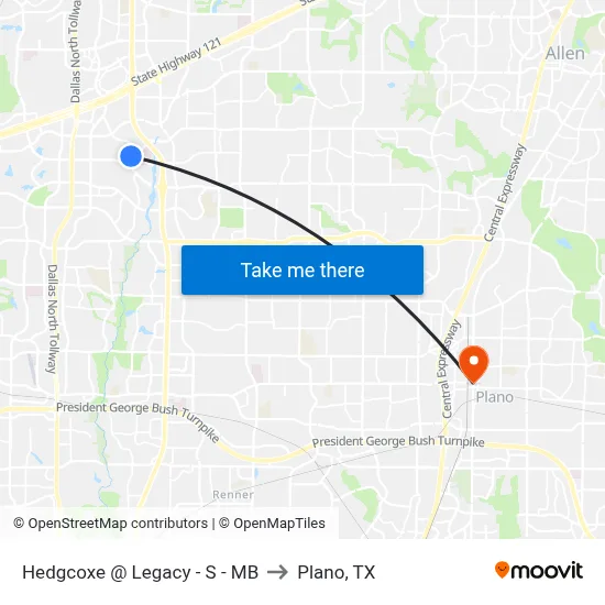 Hedgcoxe @ Legacy - S - MB to Plano, TX map