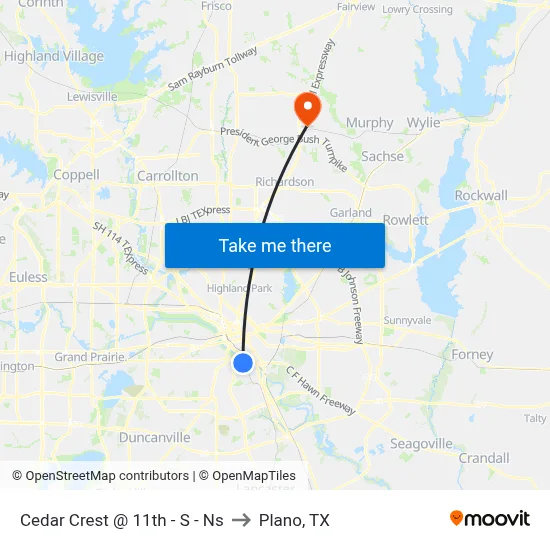 Cedar Crest @ 11th - S - Ns to Plano, TX map