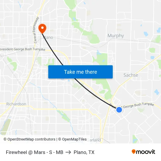 Firewheel @ Mars - S - MB to Plano, TX map