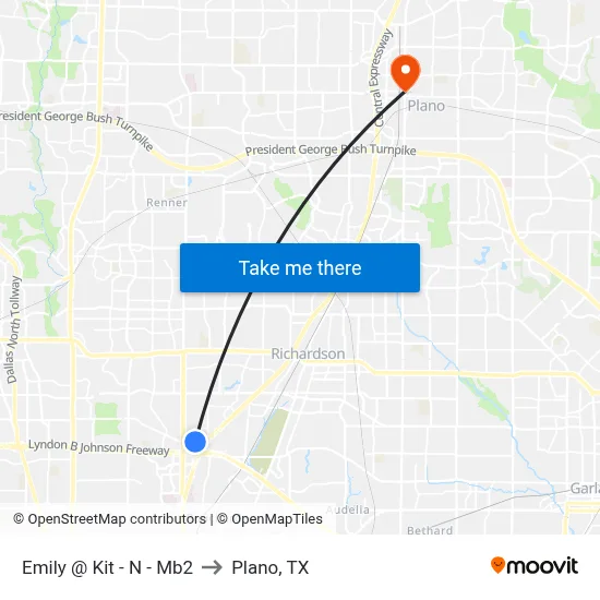 Emily @ Kit - N - Mb2 to Plano, TX map