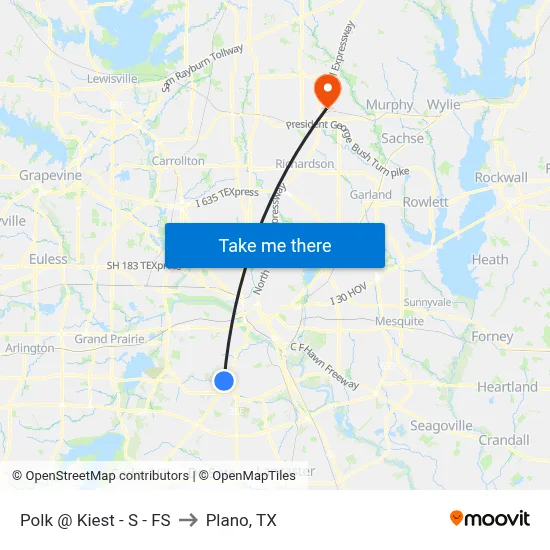Polk @ Kiest - S - FS to Plano, TX map