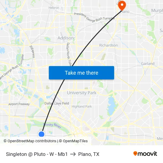 Singleton @ Pluto - W - Mb1 to Plano, TX map