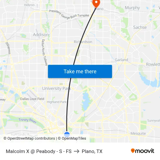 Malcolm X @ Peabody - S - FS to Plano, TX map