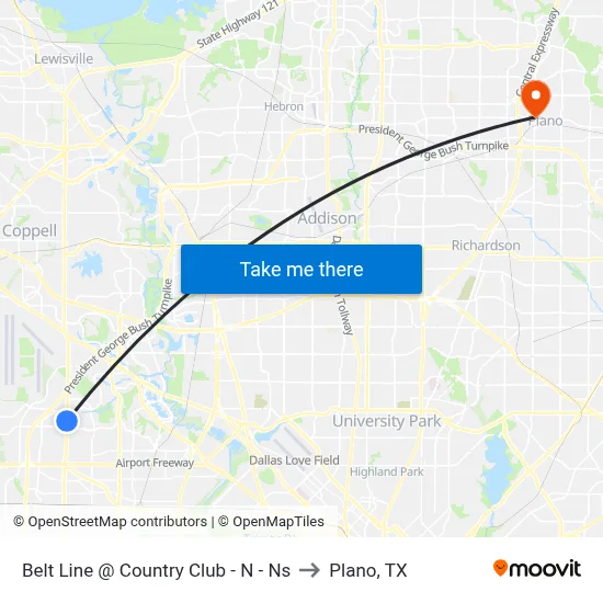 Belt Line @ Country Club - N - Ns to Plano, TX map
