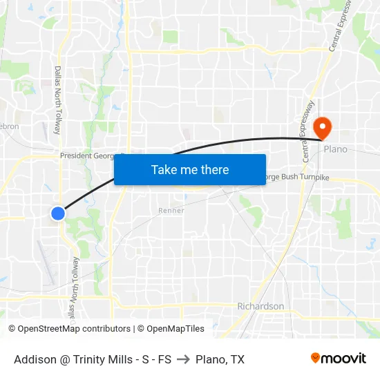 Addison @ Trinity Mills - S - FS to Plano, TX map