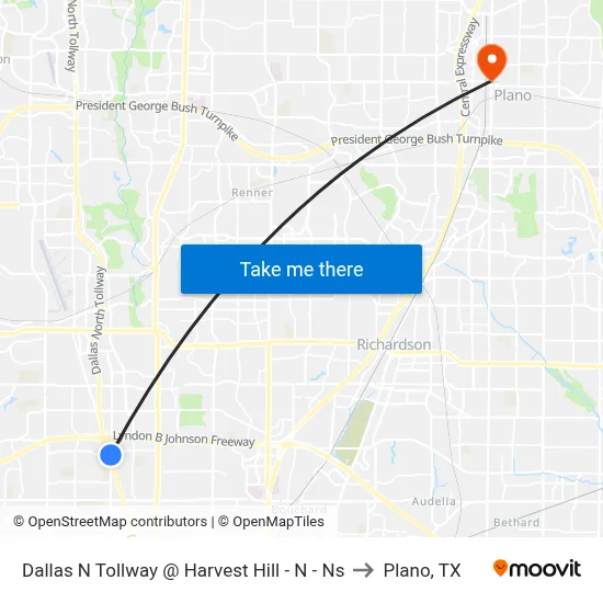 Dallas N Tollway @ Harvest Hill - N - Ns to Plano, TX map