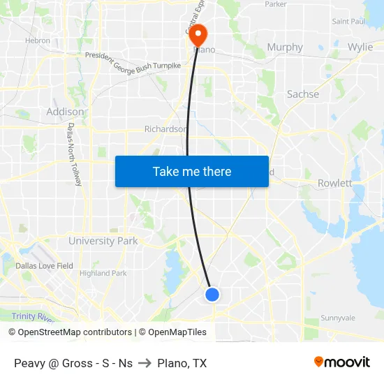 Peavy @ Gross - S - Ns to Plano, TX map