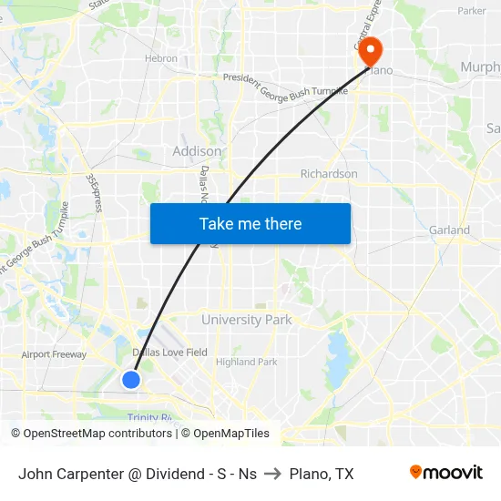 John Carpenter @ Dividend - S - Ns to Plano, TX map