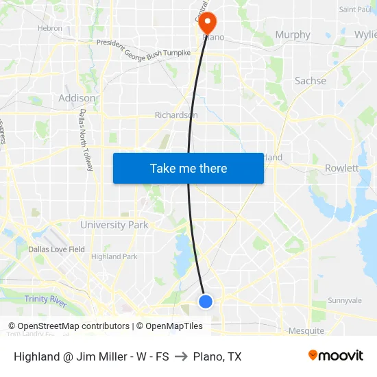 Highland @ Jim Miller - W - FS to Plano, TX map