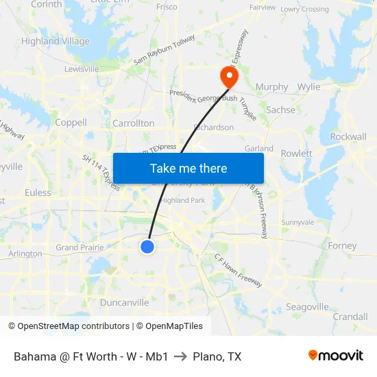Bahama @ Ft Worth - W - Mb1 to Plano, TX map