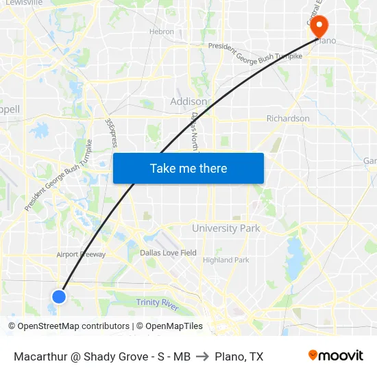 Macarthur @ Shady Grove - S - MB to Plano, TX map