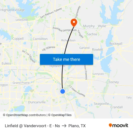 Linfield @ Vandervoort - E - Ns to Plano, TX map