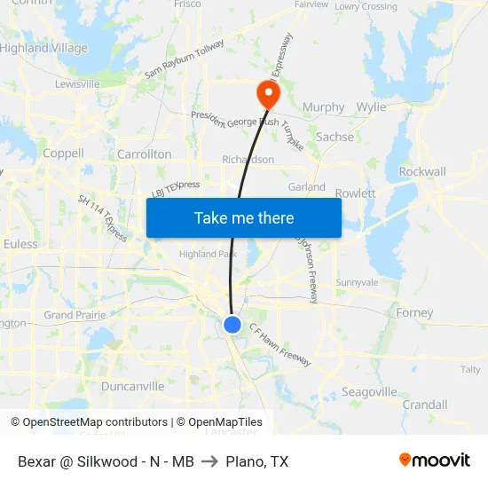Bexar @ Silkwood - N - MB to Plano, TX map