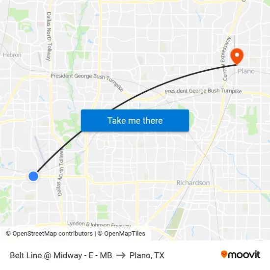Belt Line @ Midway - E - MB to Plano, TX map