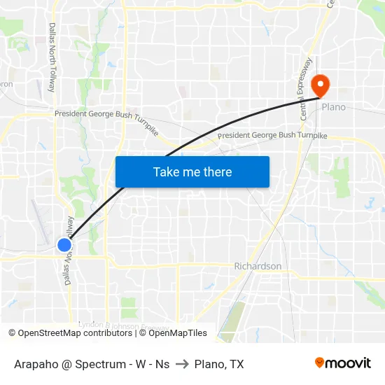 Arapaho @ Spectrum - W - Ns to Plano, TX map