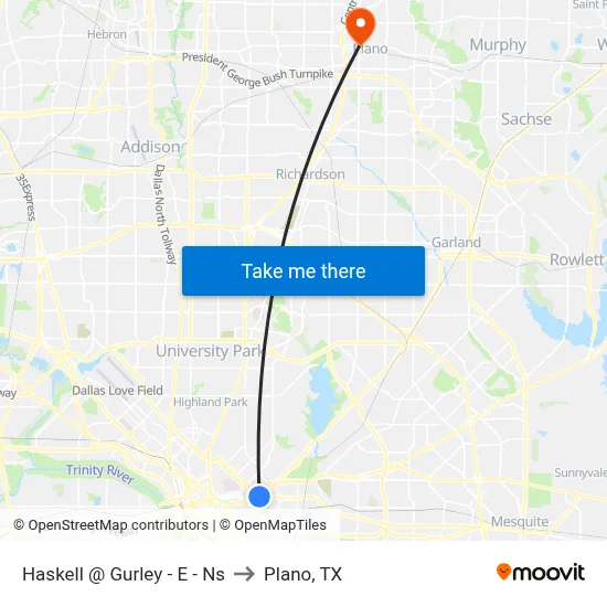 Haskell @ Gurley - E - Ns to Plano, TX map