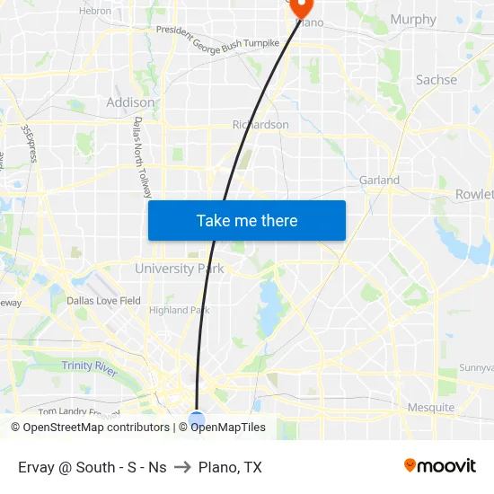 Ervay @ South - S - Ns to Plano, TX map