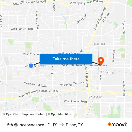 15th @ Independence - E - FS to Plano, TX map