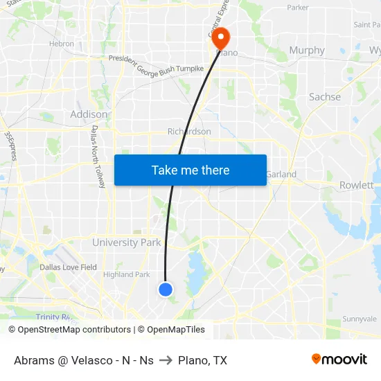 Abrams @ Velasco - N - Ns to Plano, TX map