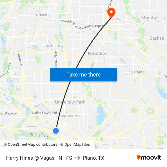 Harry Hines @ Vagas - N - FS to Plano, TX map