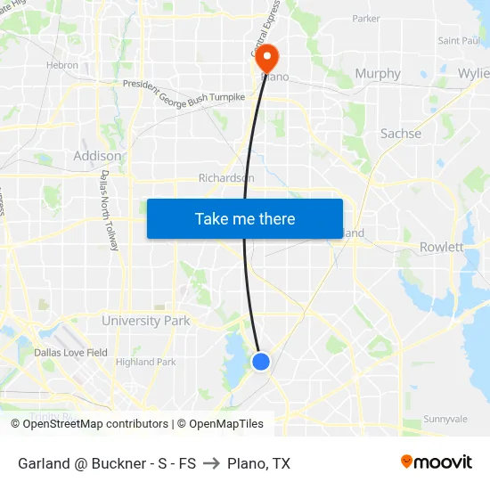 Garland @ Buckner - S - FS to Plano, TX map