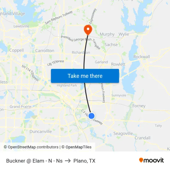 Buckner @ Elam - N - Ns to Plano, TX map