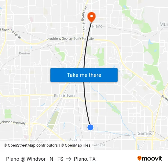 Plano @ Windsor - N - FS to Plano, TX map