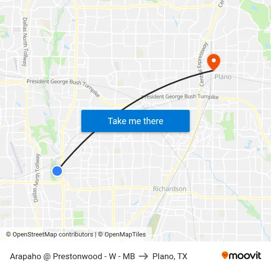 Arapaho @ Prestonwood - W - MB to Plano, TX map