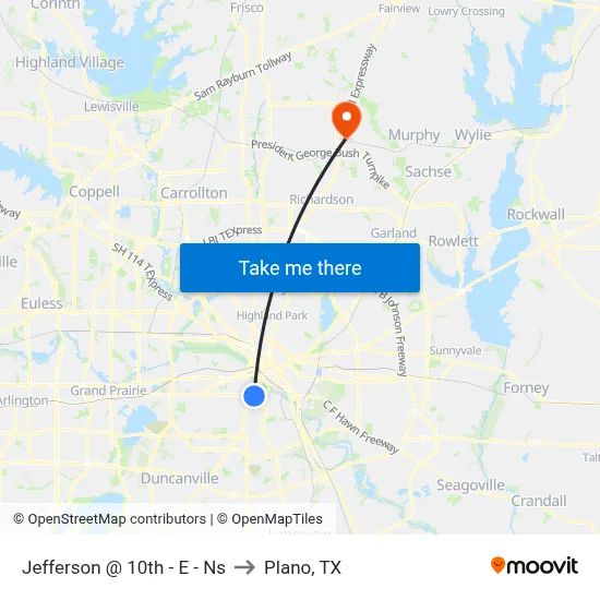 Jefferson @ 10th - E - Ns to Plano, TX map