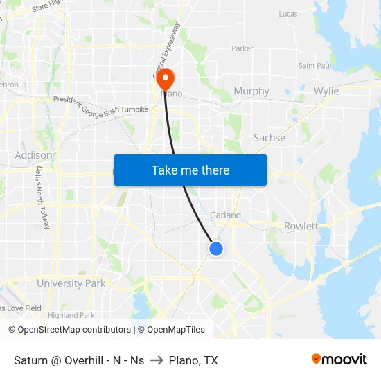 Saturn @ Overhill - N - Ns to Plano, TX map