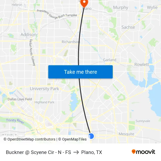 Buckner @ Scyene Cir - N - FS to Plano, TX map