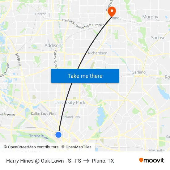 Harry Hines @ Oak Lawn - S -  FS to Plano, TX map