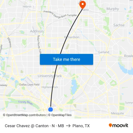 Cesar Chavez @ Canton - N - MB to Plano, TX map