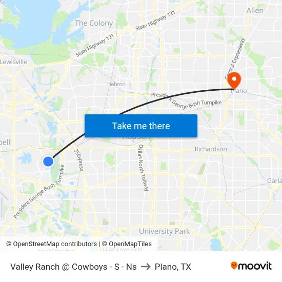 Valley Ranch @ Cowboys - S - Ns to Plano, TX map