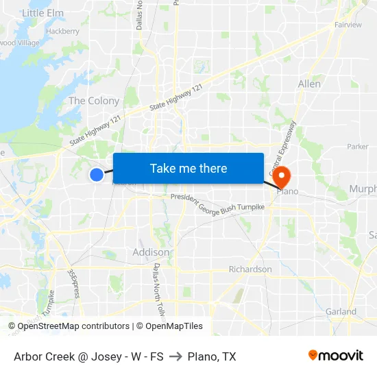 Arbor Creek @ Josey - W - FS to Plano, TX map