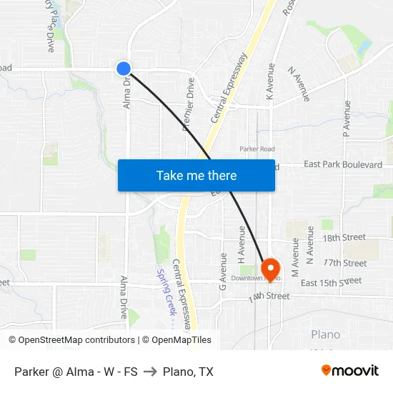 Parker @ Alma - W - FS to Plano, TX map