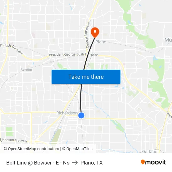 Belt Line @ Bowser - E - Ns to Plano, TX map