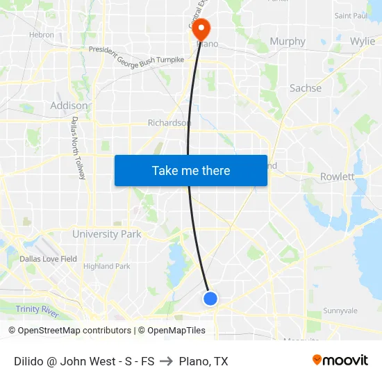 Dilido @ John West - S - FS to Plano, TX map