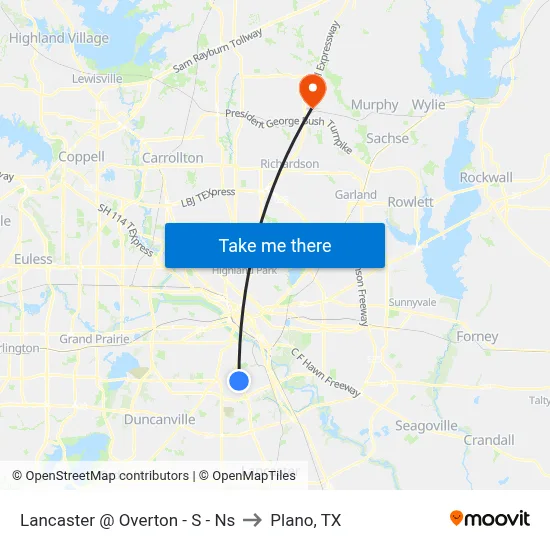 Lancaster @ Overton - S - Ns to Plano, TX map