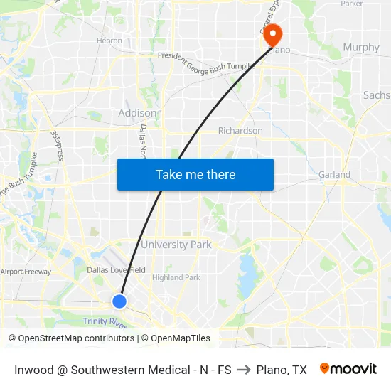 Inwood @ Southwestern Medical - N - FS to Plano, TX map