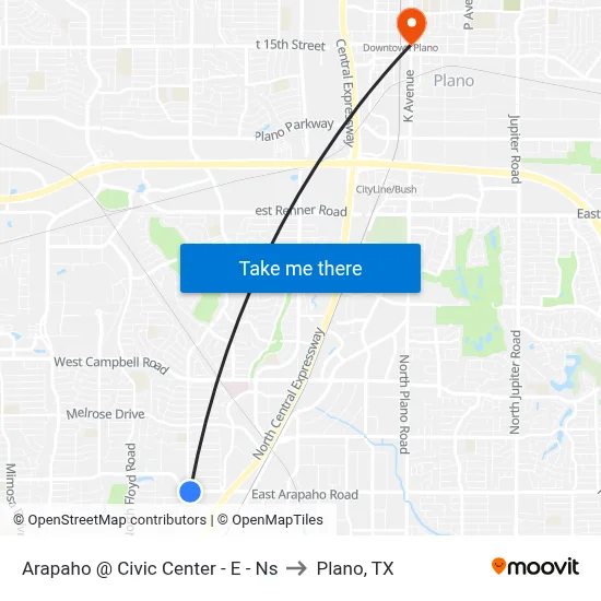 Arapaho @ Civic Center - E - Ns to Plano, TX map