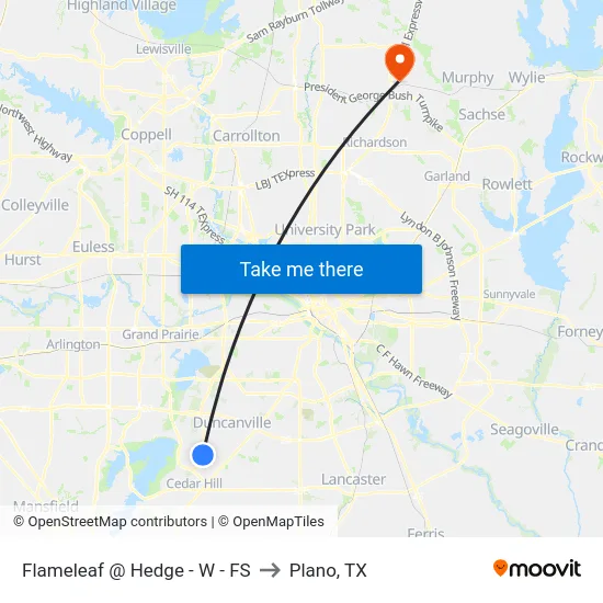 Flameleaf @ Hedge - W - FS to Plano, TX map