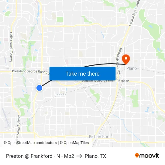 Preston @ Frankford - N - Mb2 to Plano, TX map