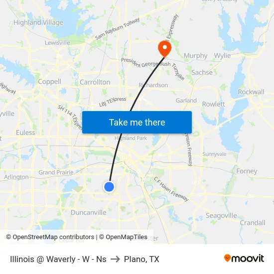 Illinois @ Waverly - W - Ns to Plano, TX map
