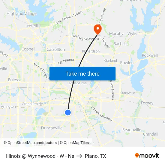 Illinois @ Wynnewood - W - Ns to Plano, TX map