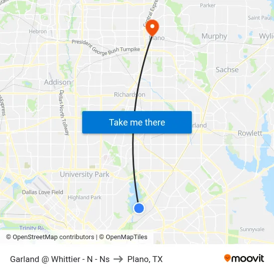 Garland @ Whittier - N - Ns to Plano, TX map