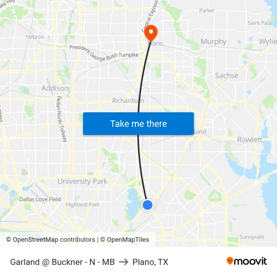 Garland @ Buckner - N - MB to Plano, TX map